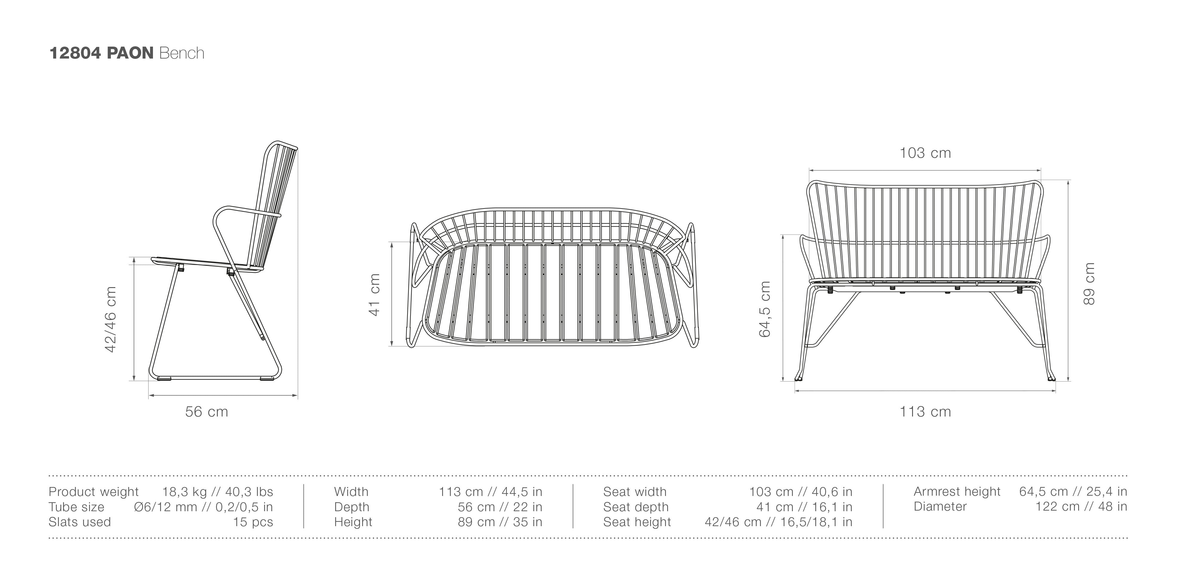Paon Bench measurements