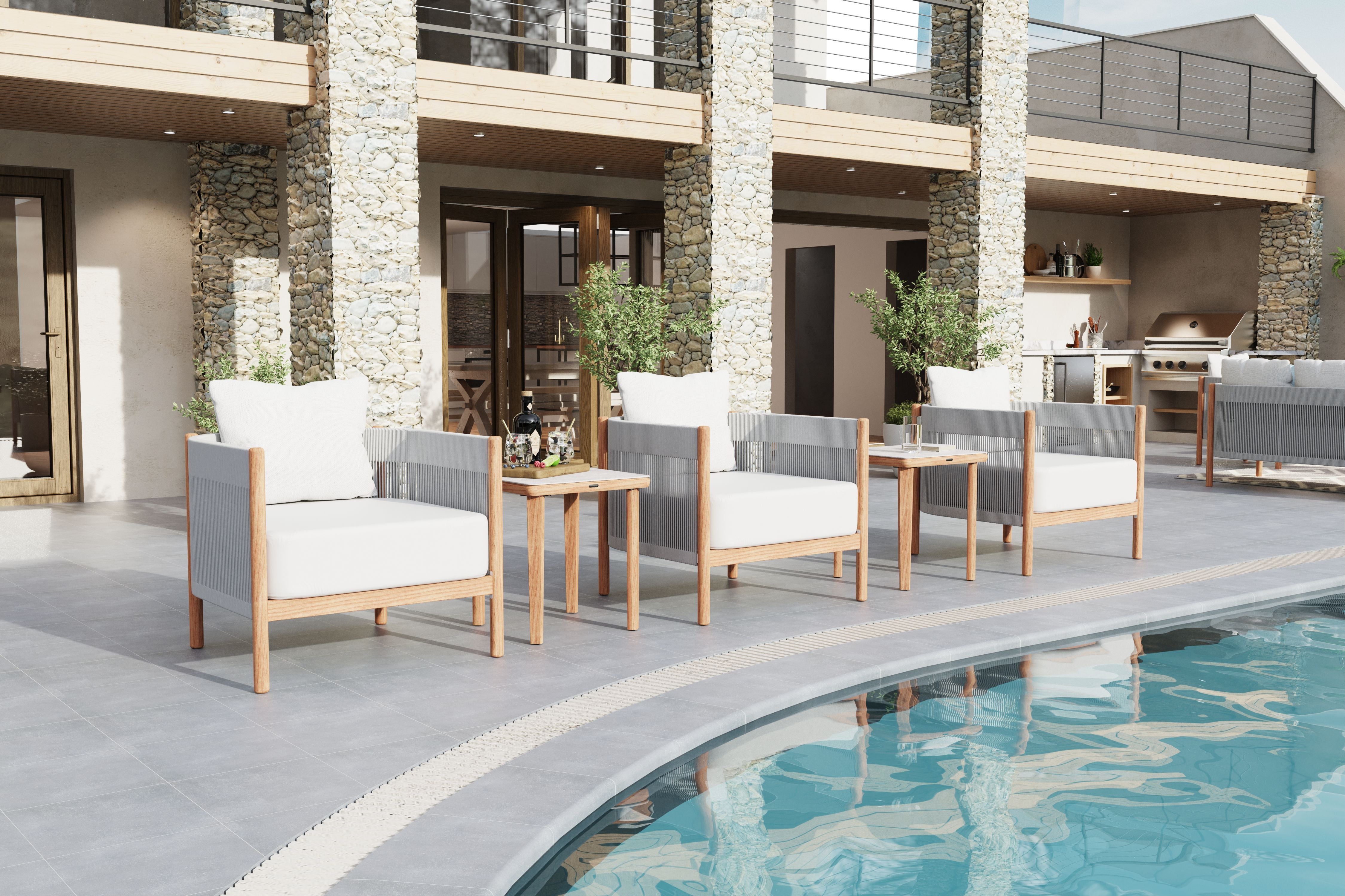 Barlow Tyrie Cocoon Chalk Teak Deep Seating Armchair