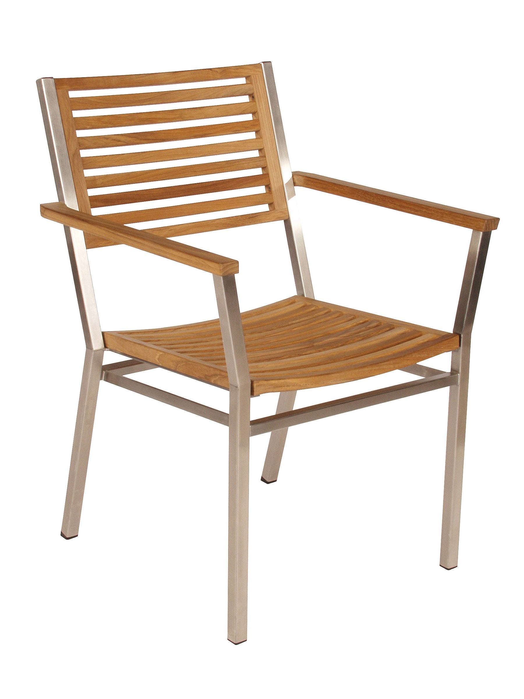 Barlow Tyrie Equinox Stacking Stainless Steel and Teak Carver Armchair