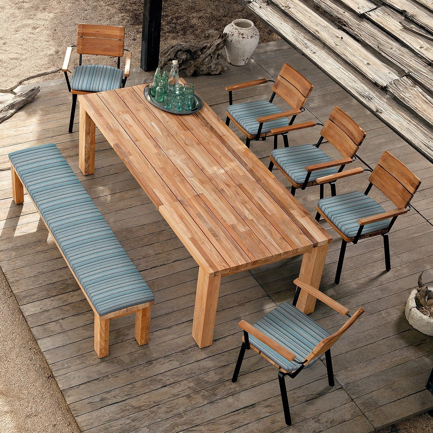 Barlow Tyrie Titan Teak and Aluminum 7pc Dining Ensemble (Cushions Sold Separately)