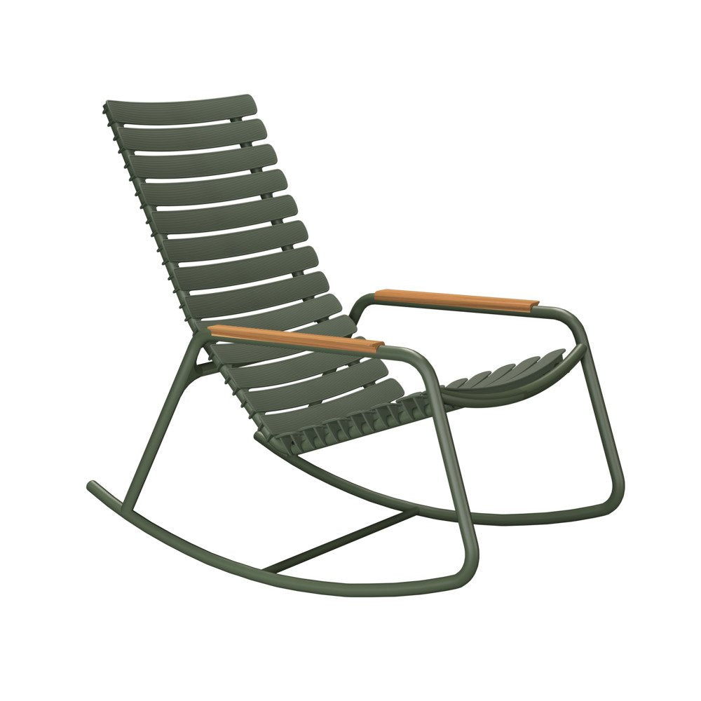 Reclips Rocking Chair in Olive Green with Bamboo Armrests