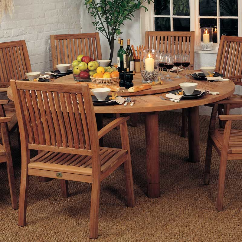 Barlow Tyrie Drummond Teak 43" Lazy Susan for 73"  Dining Table