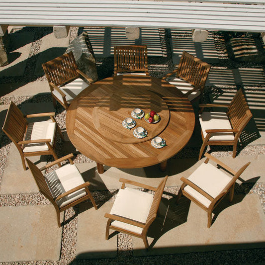 Barlow Tyrie Drummond Teak 43" Lazy Susan for 73"  Dining Table