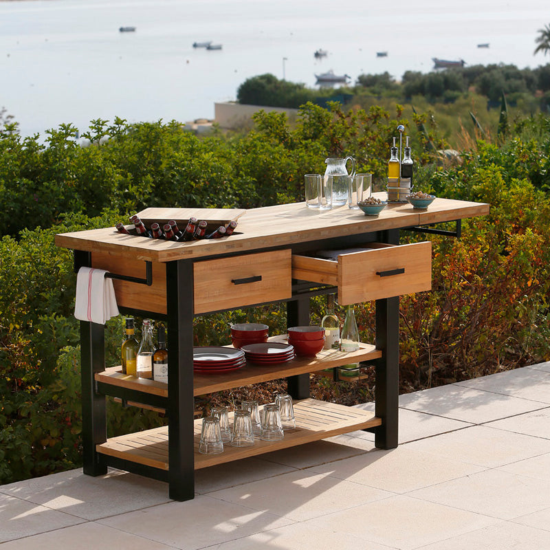 Barlow Tyrie Titan Teak and Aluminum Serving Table - Thumbnail 5