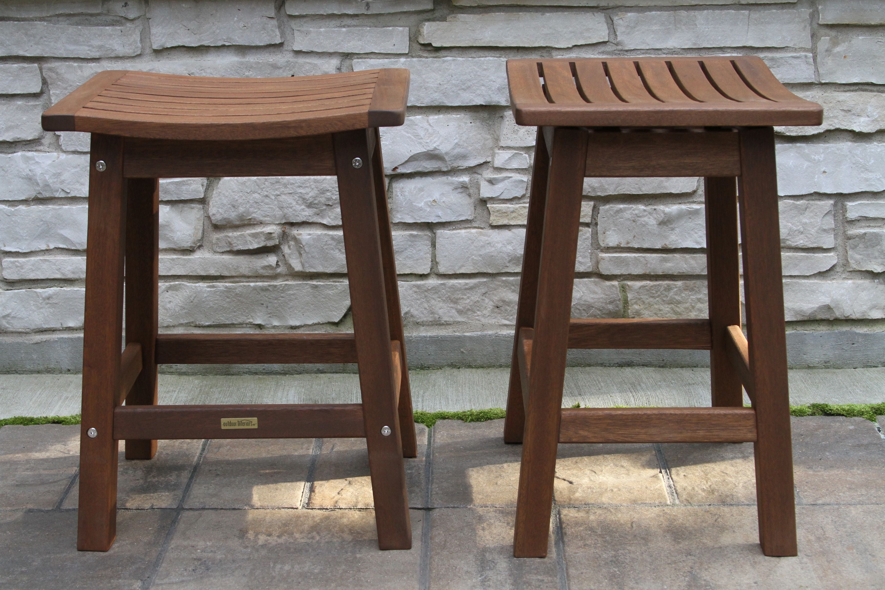 Outdoor Interiors Counter Height Eucalyptus Saddle Stool - Set of 2