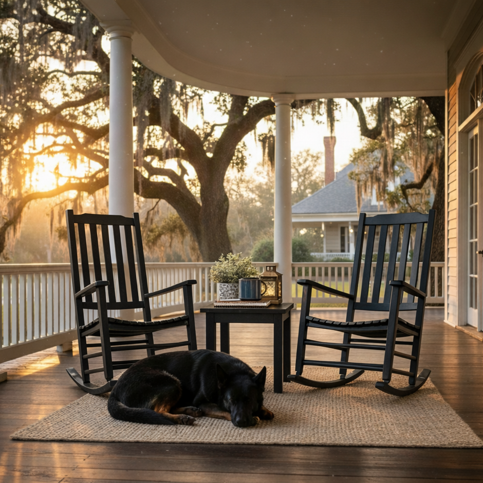 Americana Resort Rocker Set of 2 + Side Table - Black