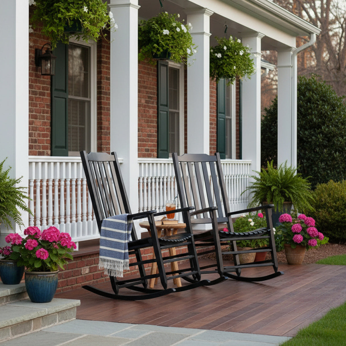 Americana Resort Rocker Set of 2 + Side Table - Black