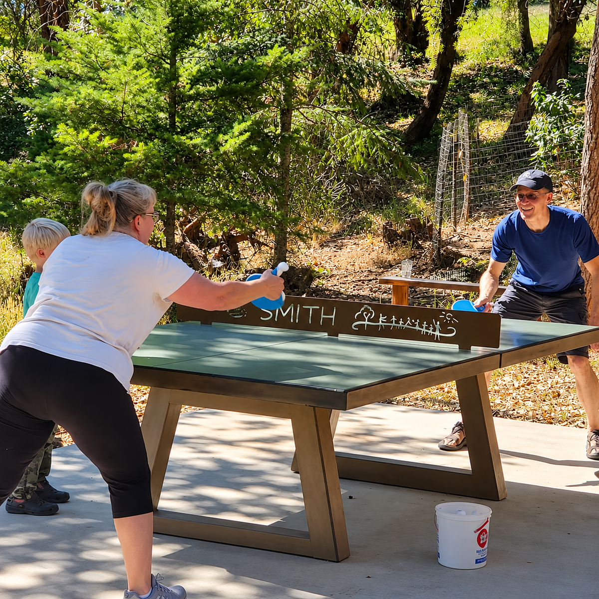 Stone Age Trapezoid Table Tennis Table in Green