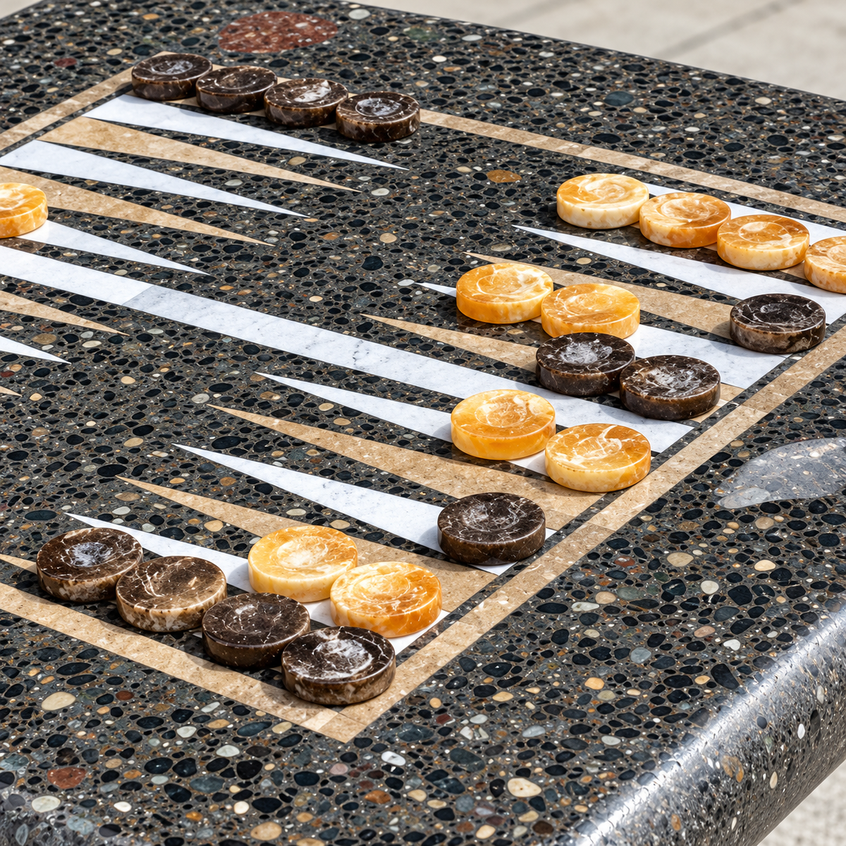 Stone Age Backgammon Table - Freestanding