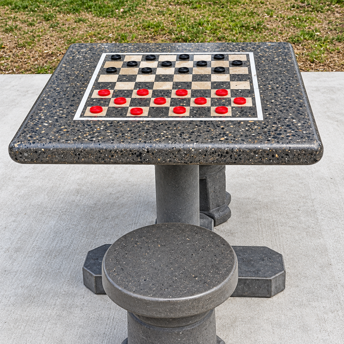 Stone Age Free-Standing Chess Table with Optional Stools
