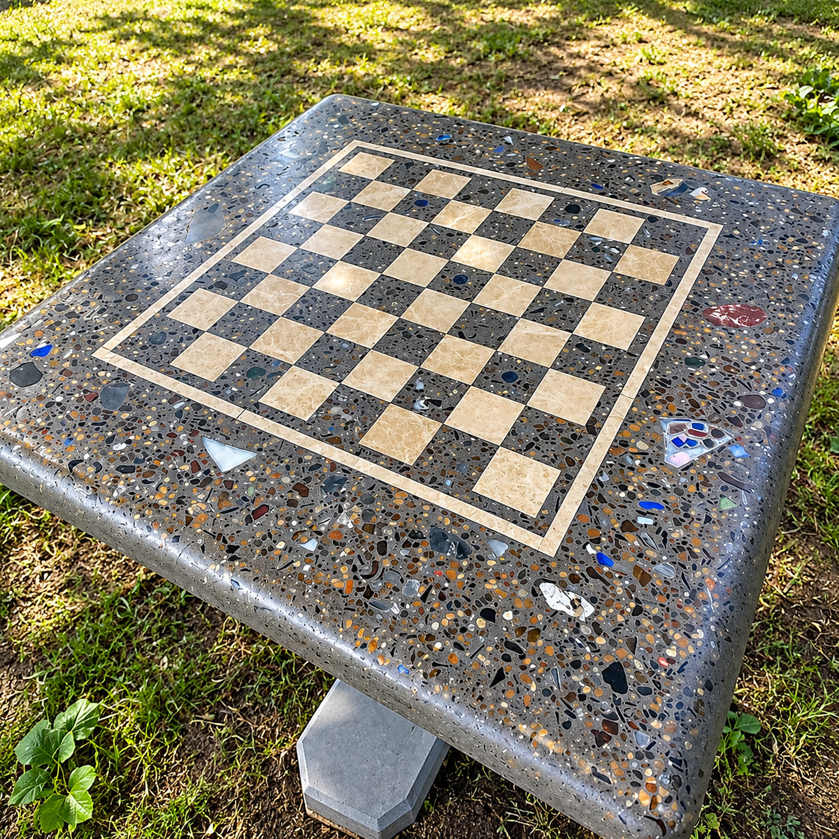 Stone Age Free-Standing Chess Table with Optional Stools