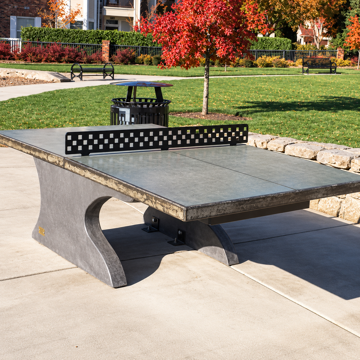 Stone Age Wicker Cantilever Table Tennis Table Stone Age Trapezoid Table Tennis Table in Green