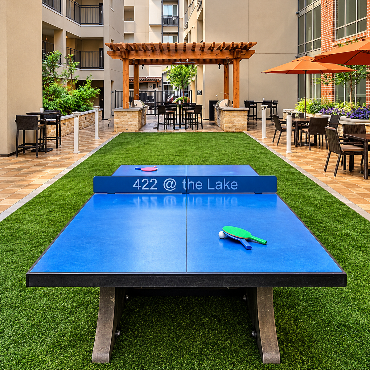 Stone Age Wicker Cantilever Table Tennis Table in Blue