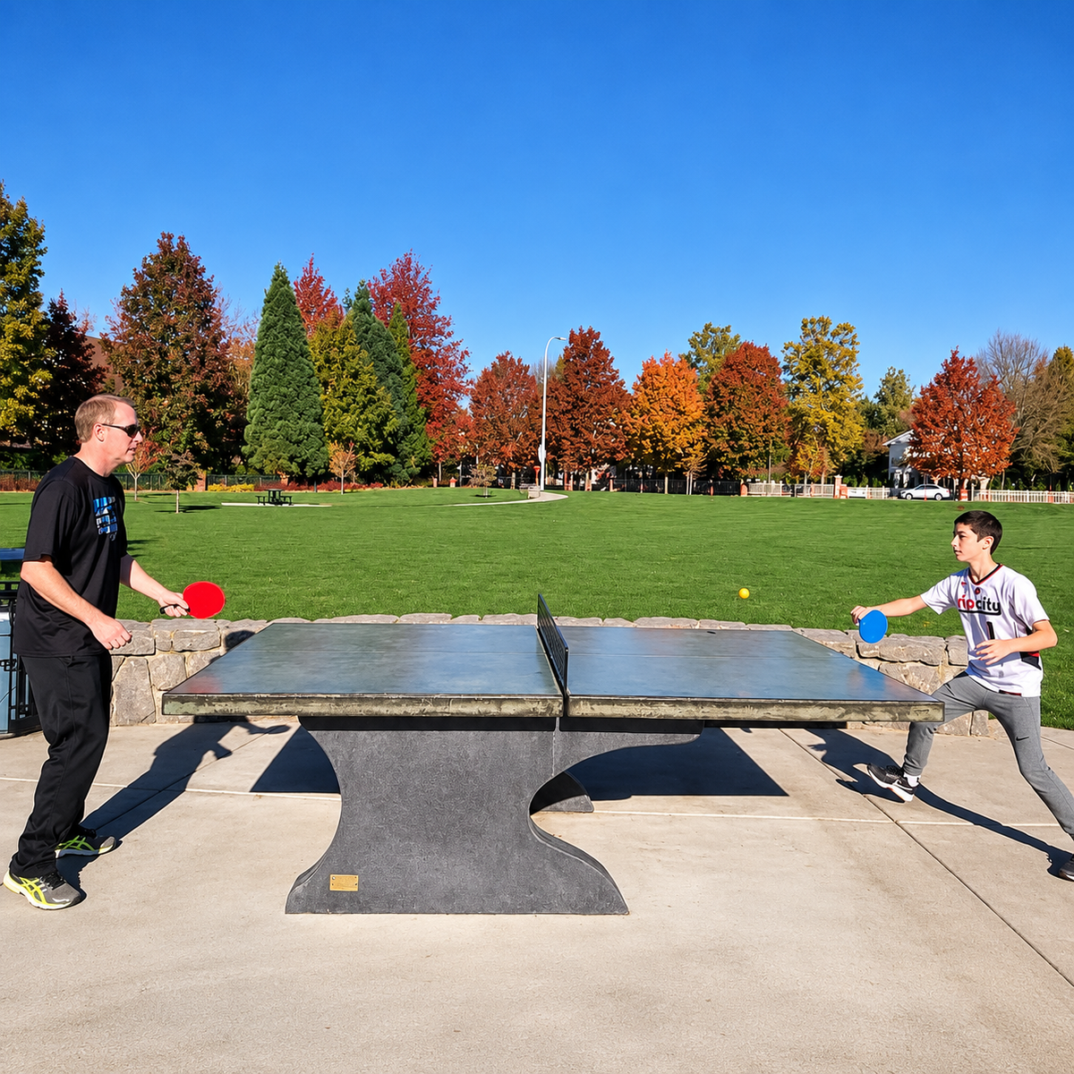 Stone Age Wicker Cantilever Table Tennis Table Stone Age Trapezoid Table Tennis Table in Green