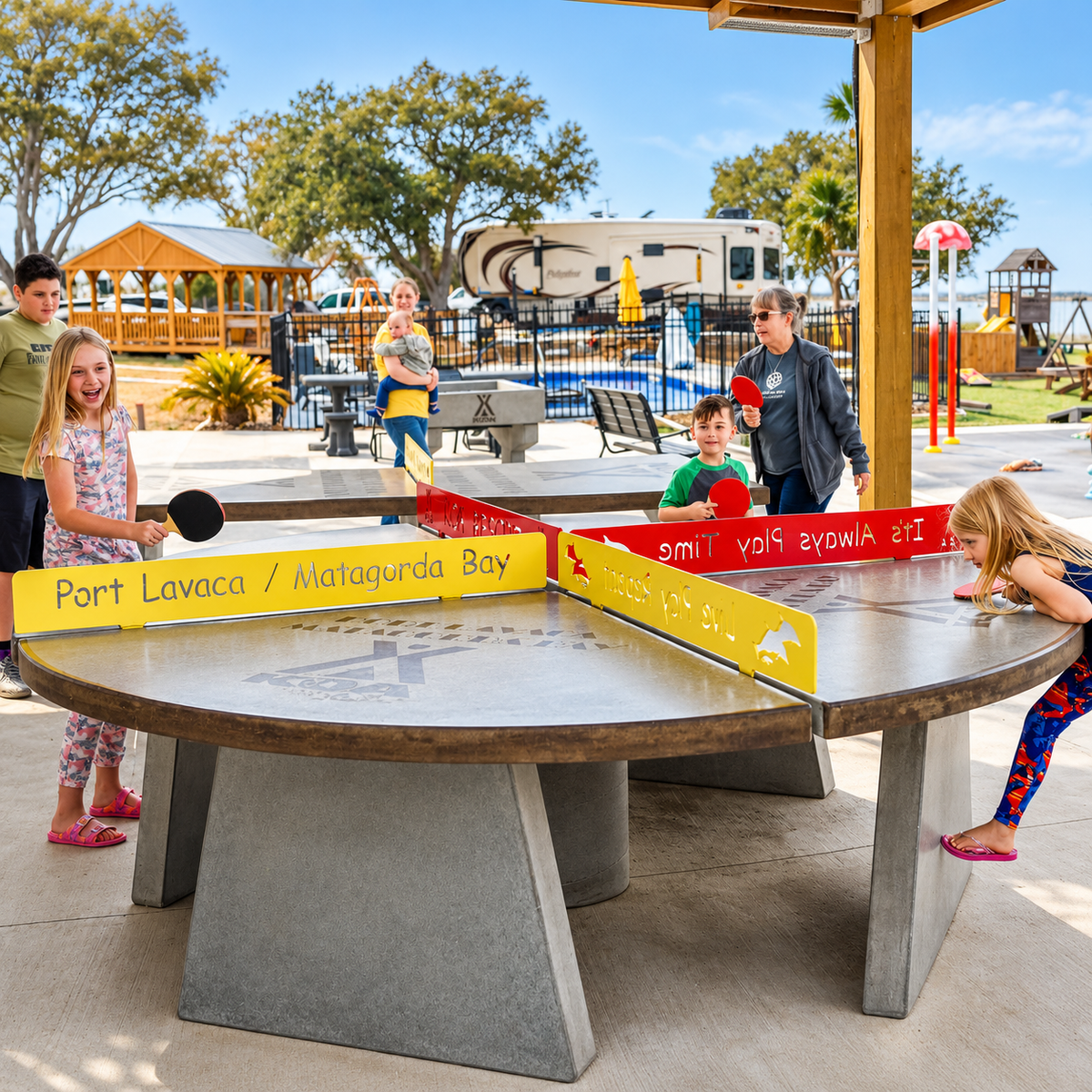 Stone Age Round 4-Way Table Tennis Table
