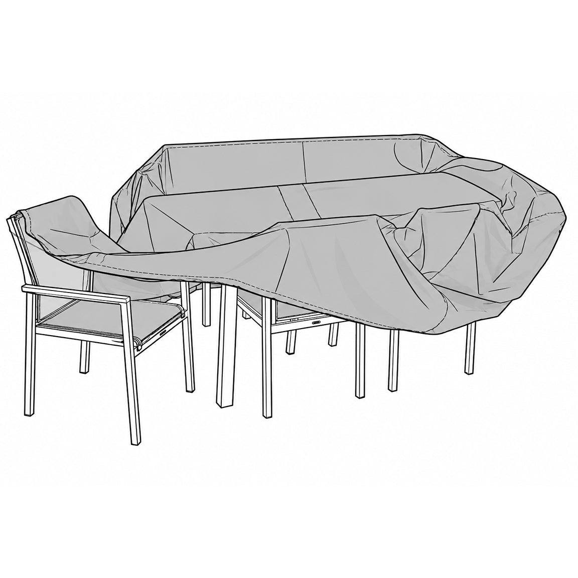 Barlow Tyrie Apex Extending Table (open) w/14 Chairs Cover