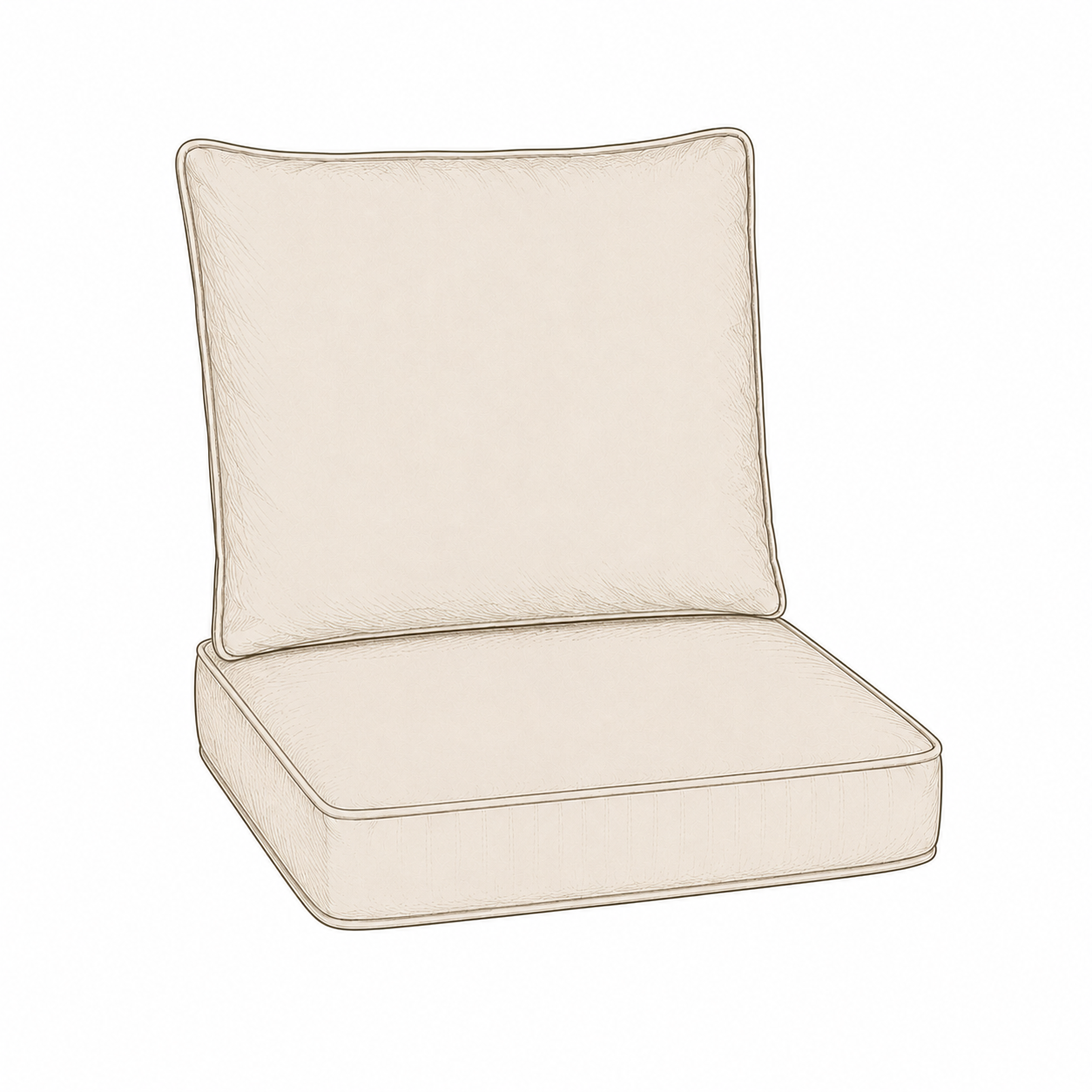 Beige cushioned chair on a white background