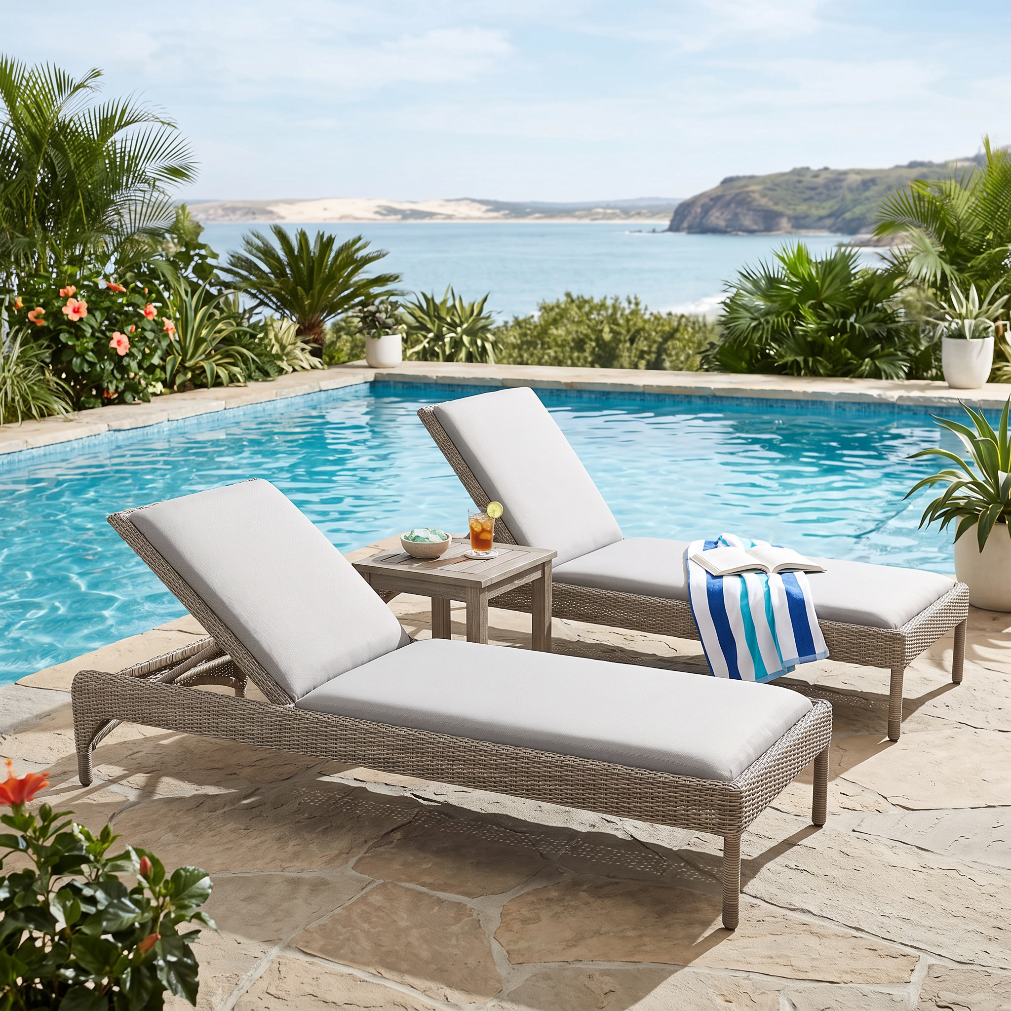 Kingsley Bate Milano Chaise Lounge - Driftwood/Taupe - Quick Ship