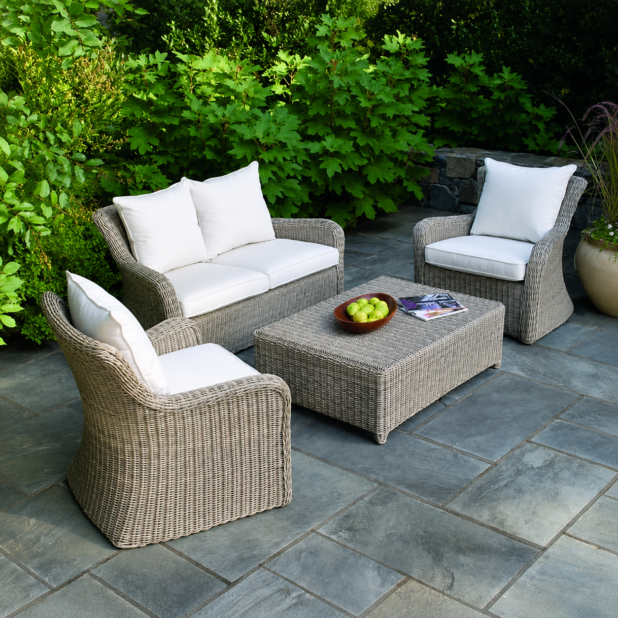 Kingsley Bate Sag Harbor Wicker 4 Piece Deep Seating Ensemble - Quick Ship
