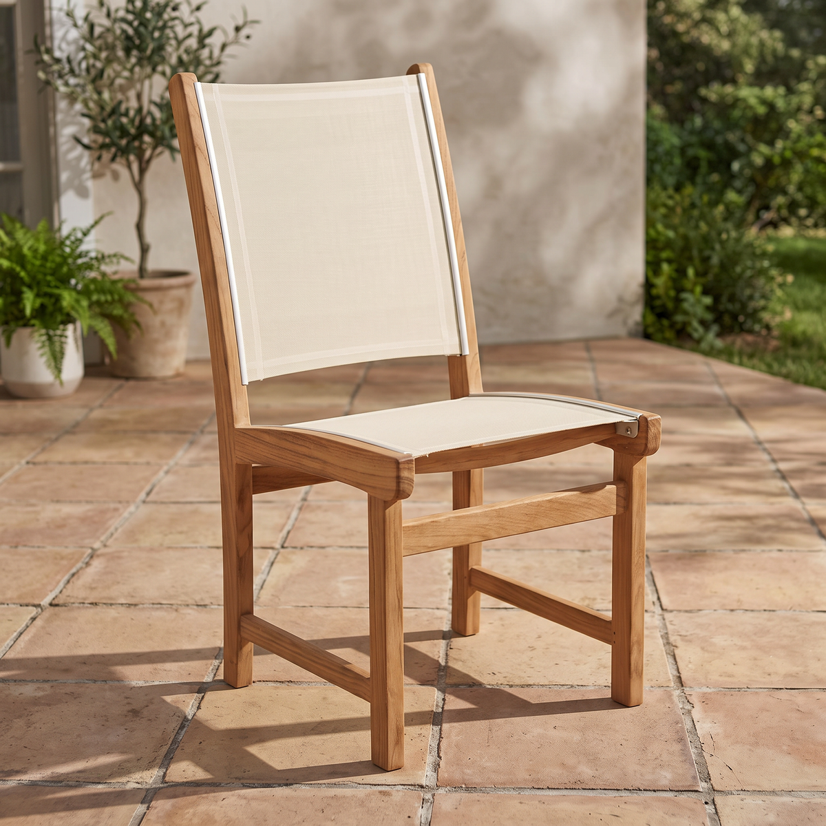 Kingsley Bate St. Tropez Teak Sling Dining Side Chair - Quick Ship