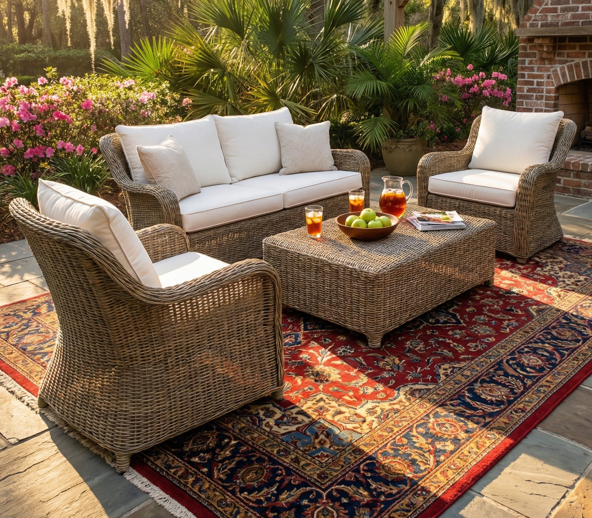 Kingsley Bate Sag Harbor Wicker 4 Piece Deep Seating Ensemble - Quick Ship