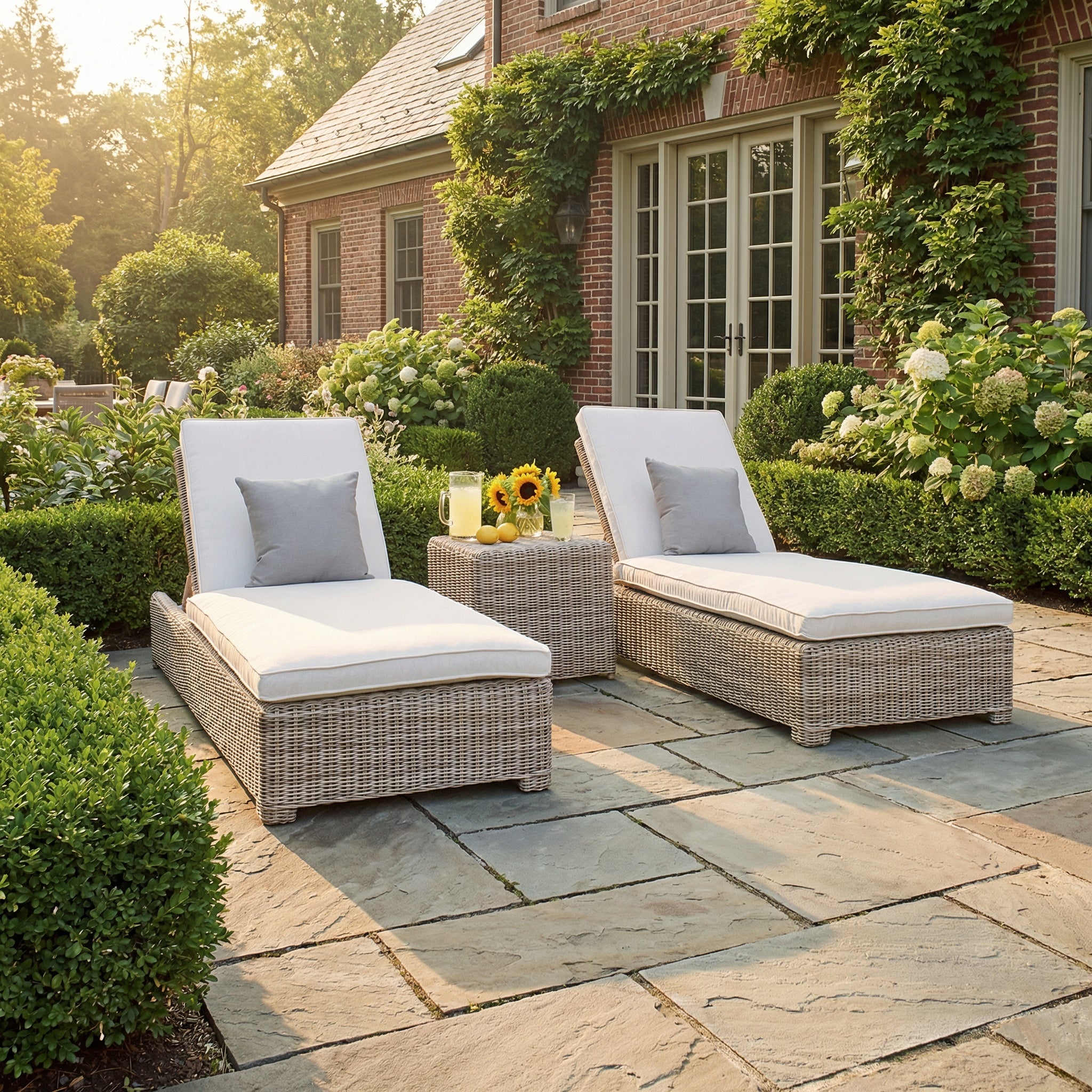 Kingsley Bate Sag Harbor Wicker 3 Piece Chaise Lounge Ensemble