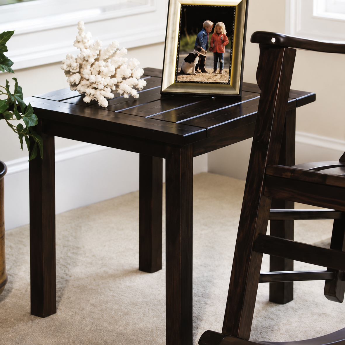 Maple Indoor Side Table - Mahogany Finish
