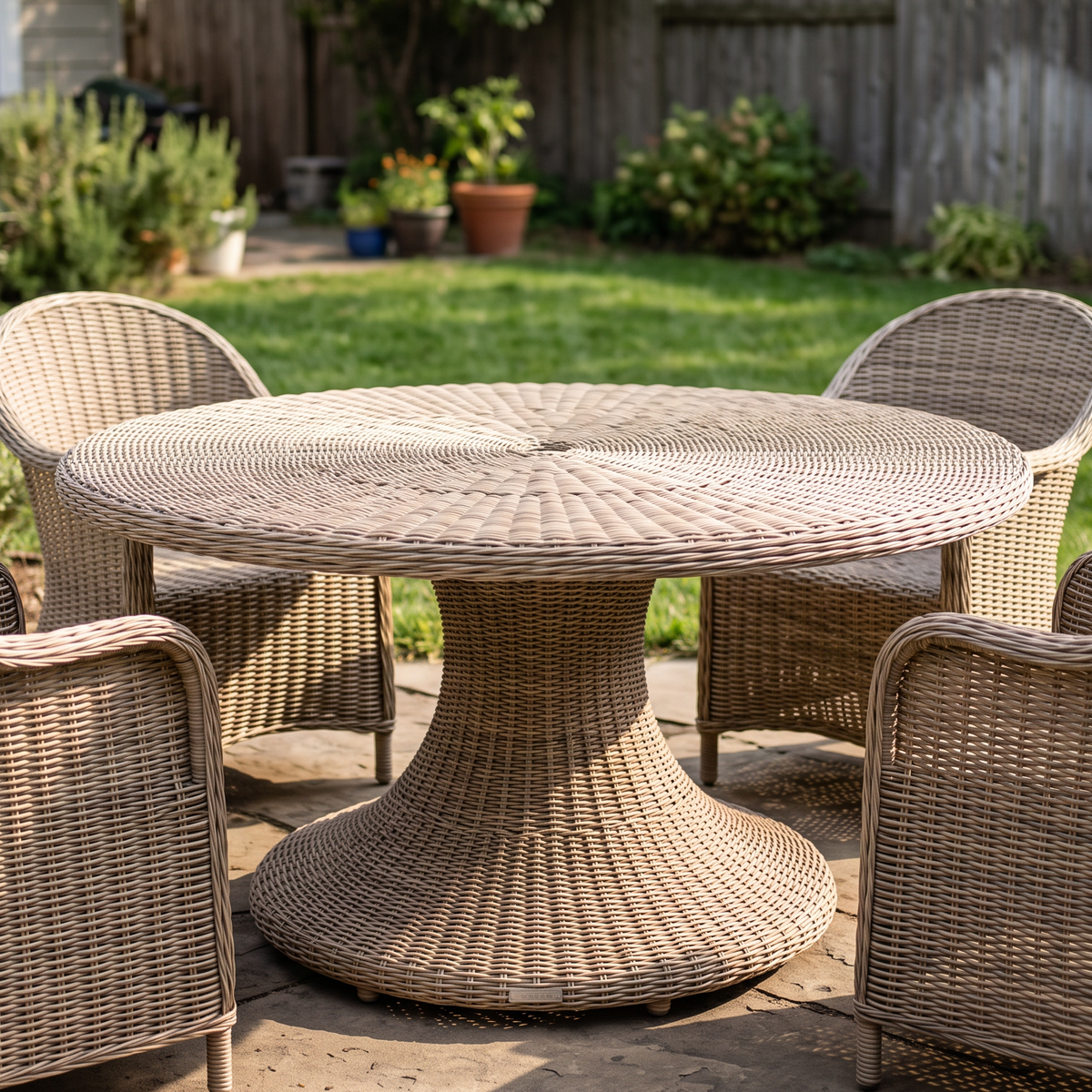 Kingsley Bate Sag Harbor Wicker 52" Round Dining Table with Glass