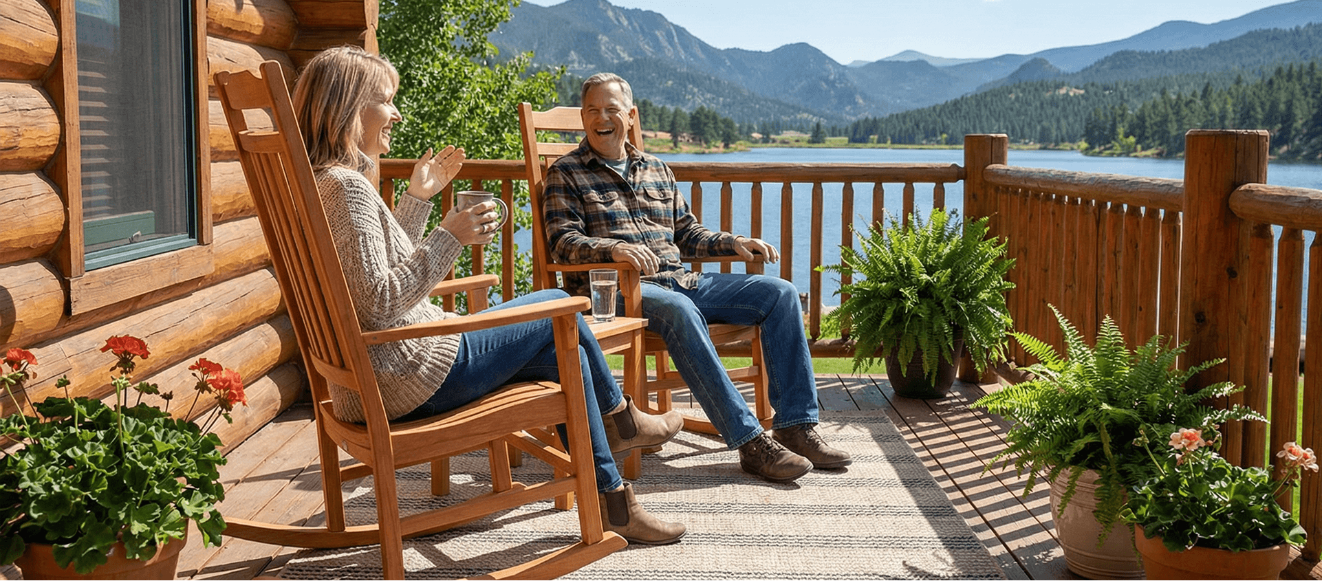 World’s Finest Rocker on a log cabin porch