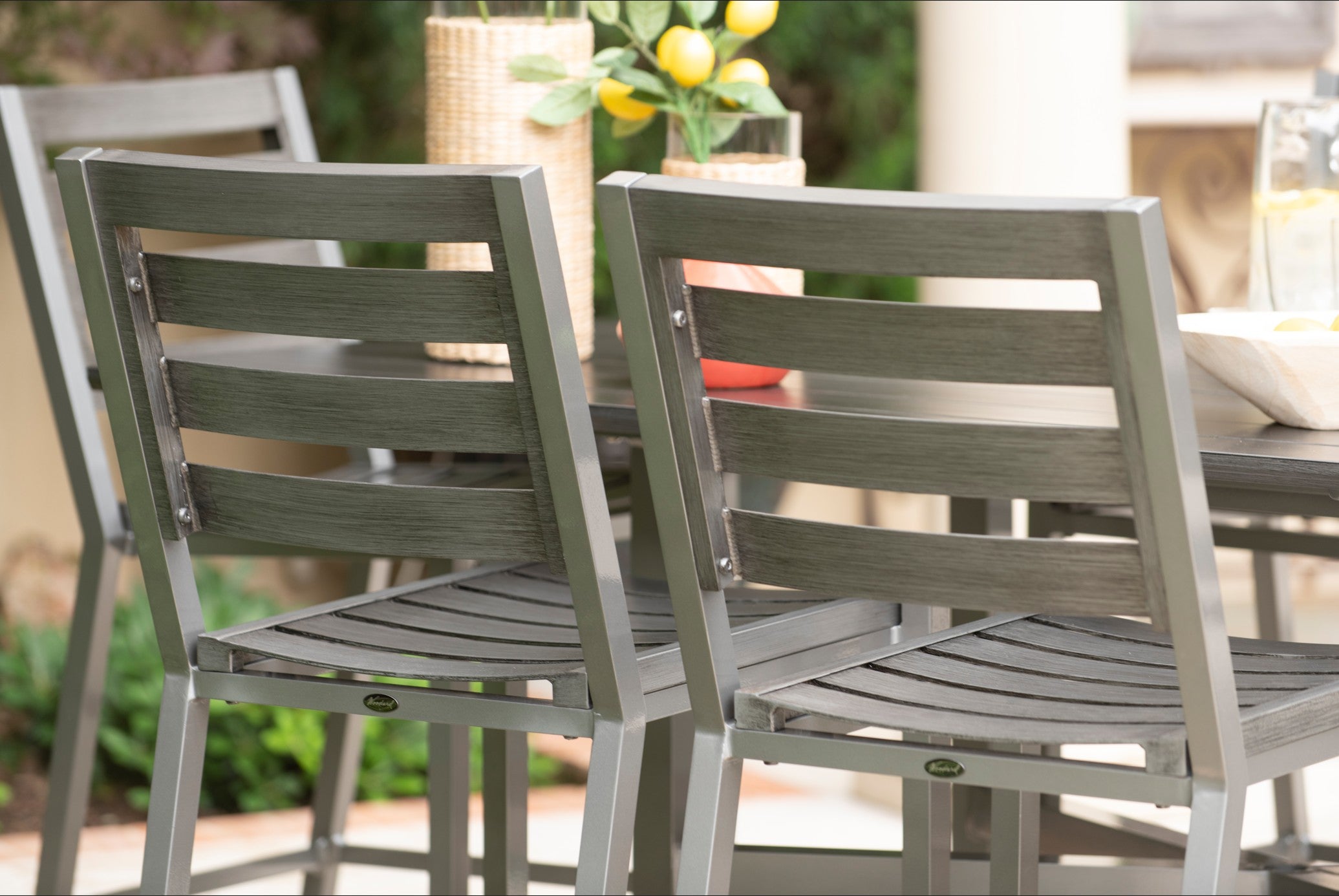 Woodard Palm Coast Aluminum Slat Stackable Dining Side Chair