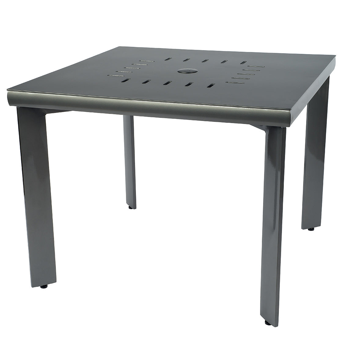 Gray metal table on a white background