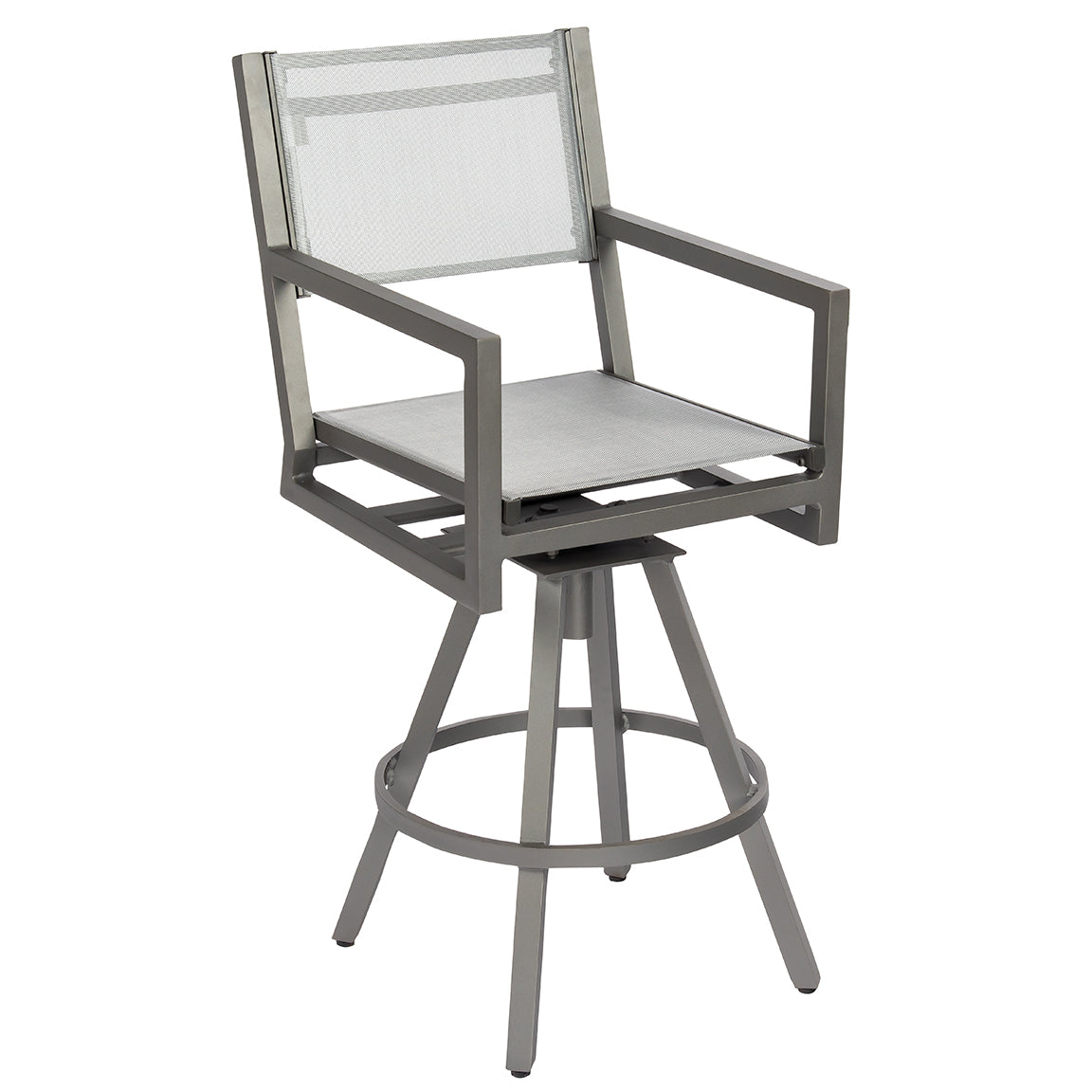 Woodard Palm Coast Aluminum Sling Swivel Bar Stool with Arms