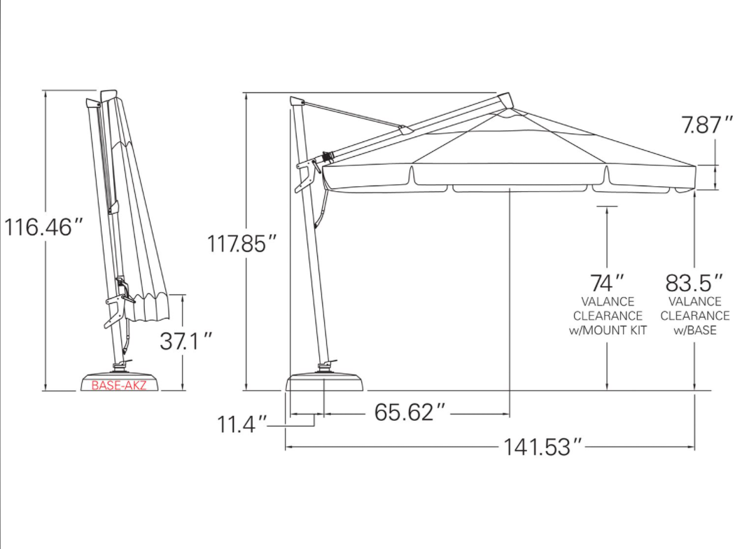 Treasure Garden 11' AKZ Octagon Cantilever Patio Umbrella