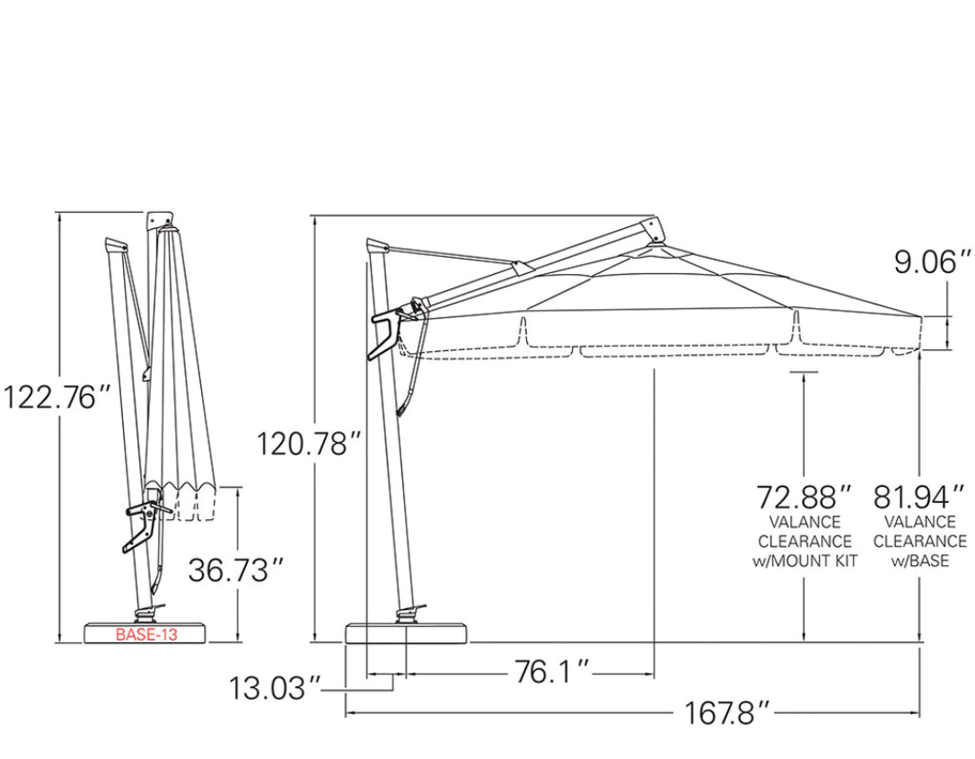 Treasure Garden 13' AKZ Octagon Cantilever Patio Umbrella