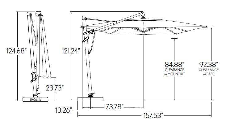 Treasure Garden 11.5' Square AKZ Cantilever Patio Umbrella