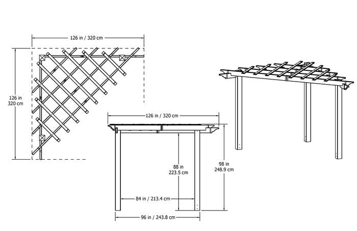 Vita 8'x8' Alcove Corner Pergola