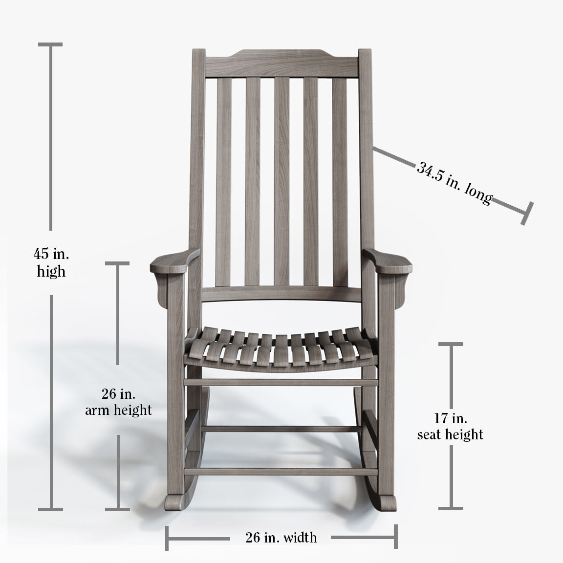 Americana Resort Rocker - Weathered Grey Distressed (Premium Finish)