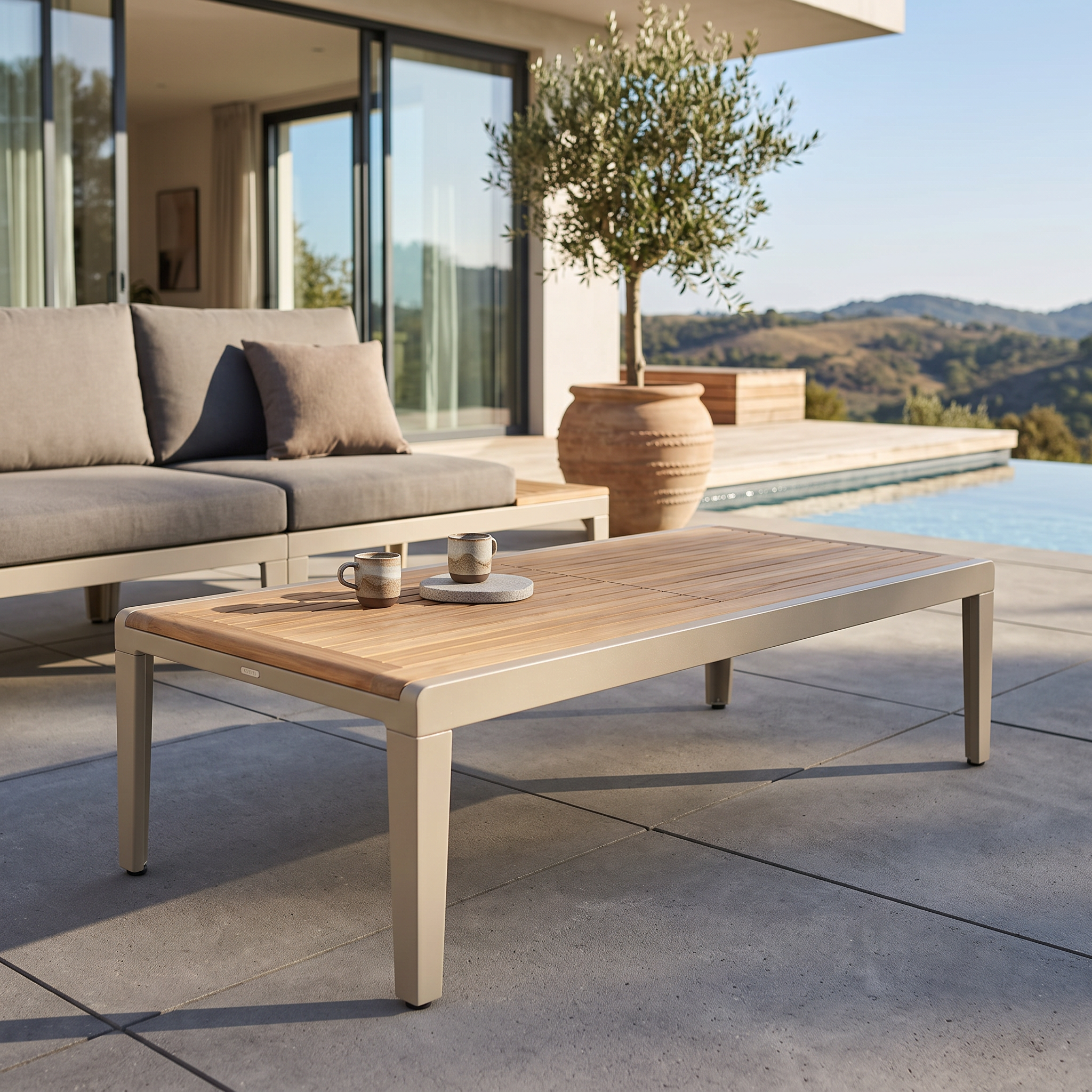 Barlow Tyrie Aura Teak and Aluminum Low Coffee Table 160