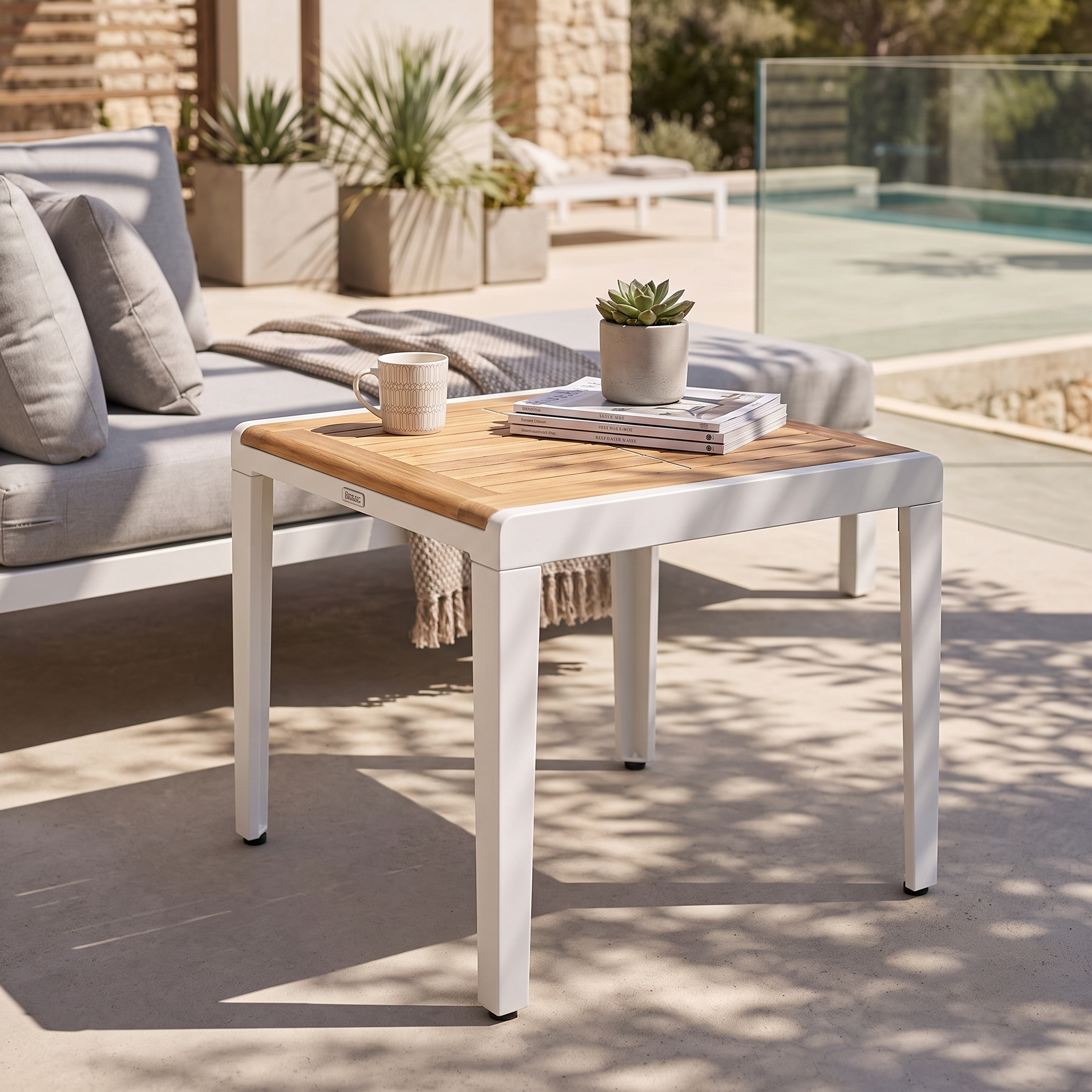 Barlow Tyrie Aura Teak and Aluminum Side Table 60