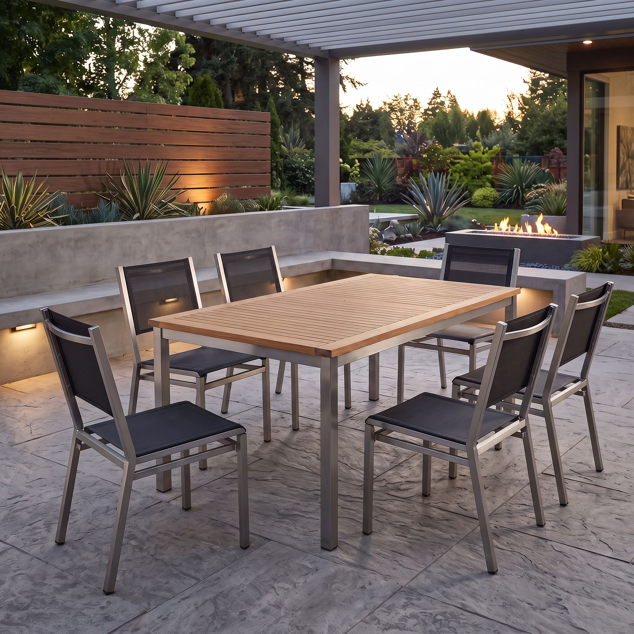 Barlow Tyrie Equinox Stacking Stainless Steel and Sling Side Chair