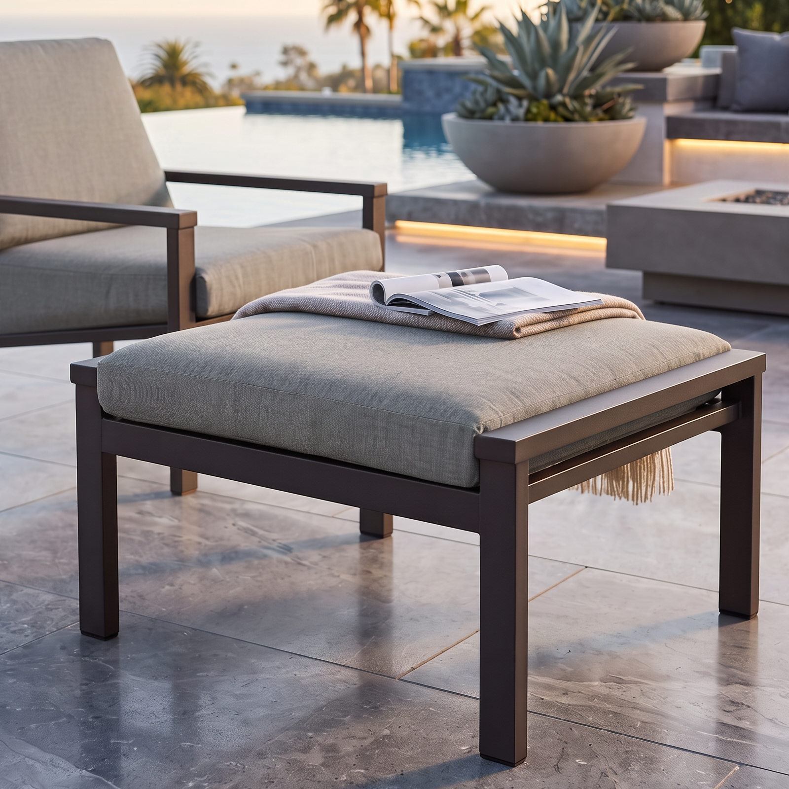 Barlow Tyrie Equinox Stainless Steel Deep Seating Ottoman