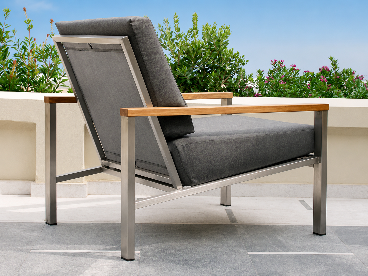 Barlow Tyrie Equinox Stainless Steel and Teak Deep Seating Armchair