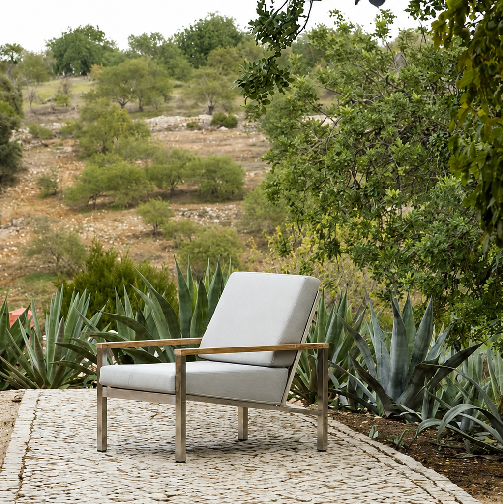 Barlow Tyrie Equinox Stainless Steel and Teak Deep Seating Armchair