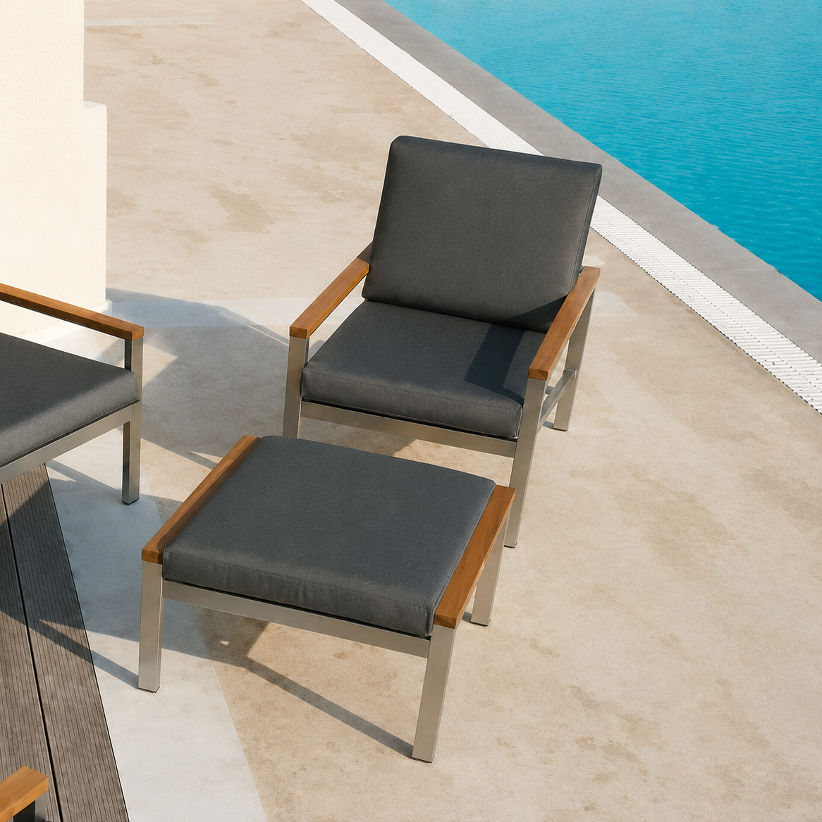 Barlow Tyrie Equinox Stainless Steel Deep Seating Ottoman