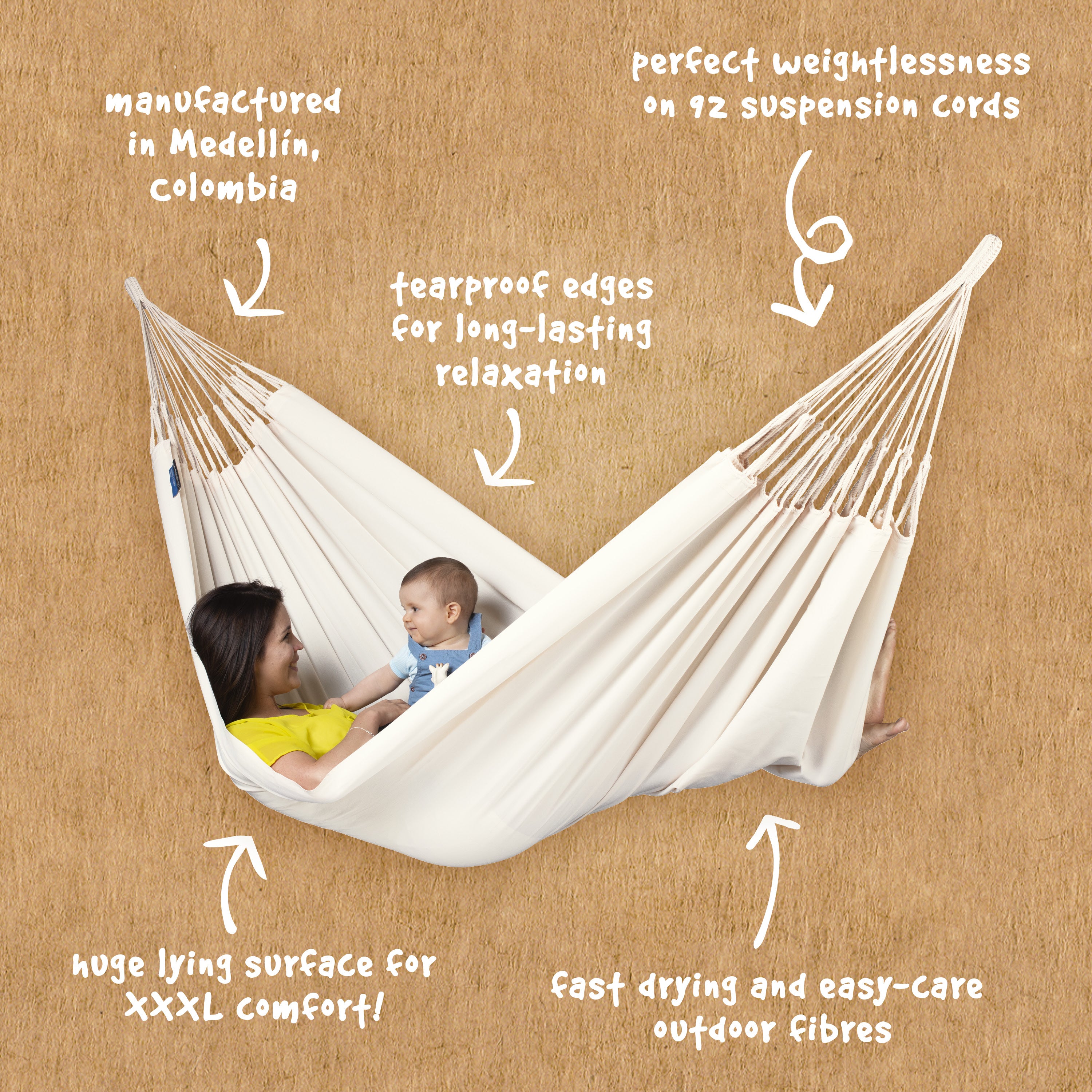 La Siesta Brisa Weather-Resistant King-Size Classic Hammock - Vanilla