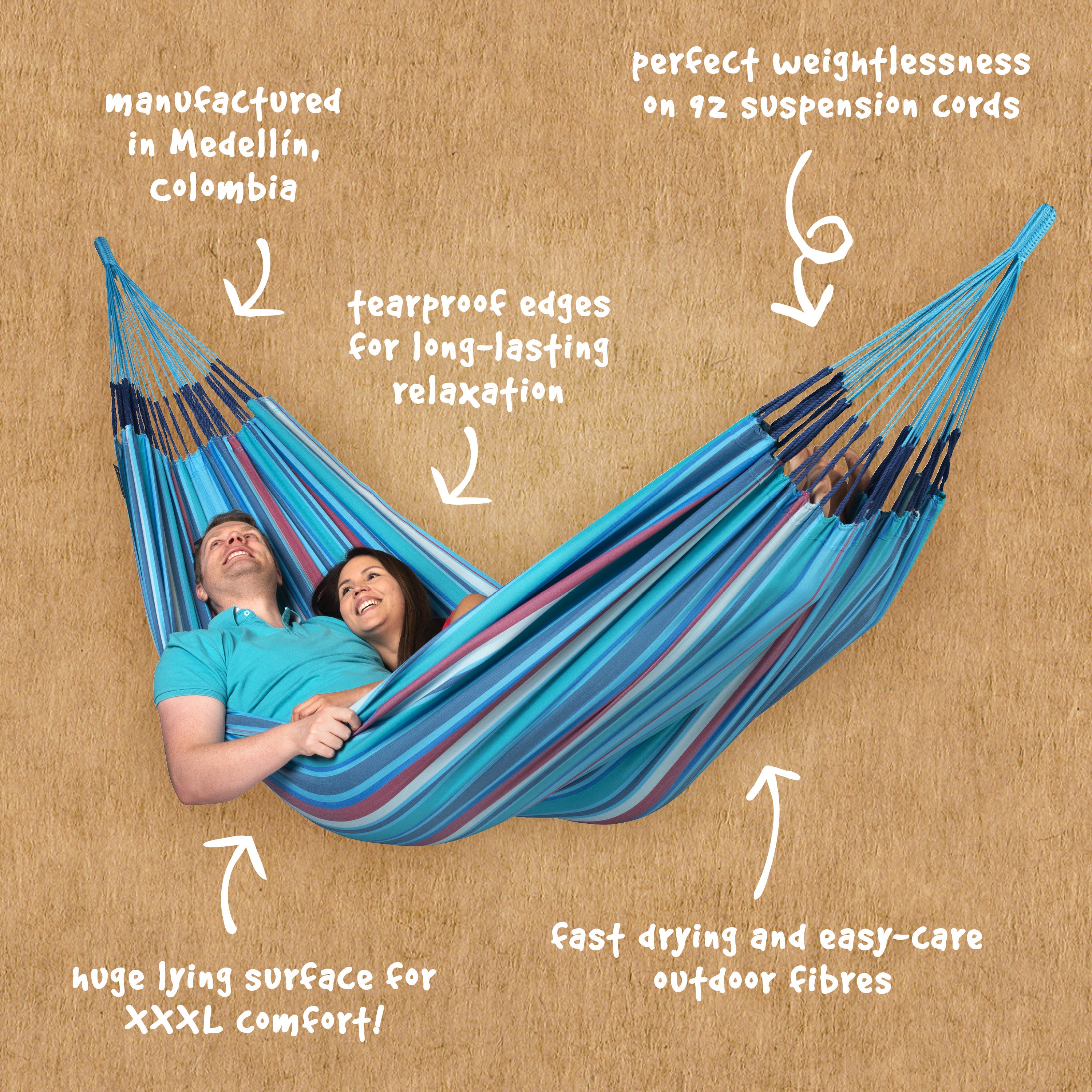 La Siesta Brisa Weather-Resistant King-Size Classic Hammock - Wave