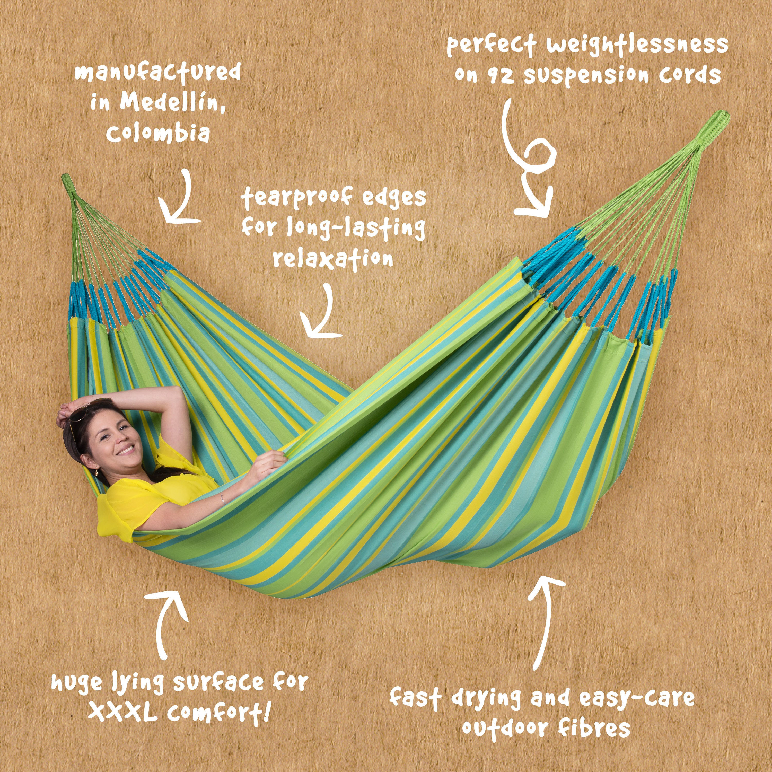 La Siesta Brisa Weather-Resistant King-Size Classic Hammock - Lime