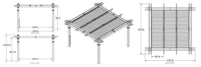 Vita 12'x12' Camelot Louvered Pergola