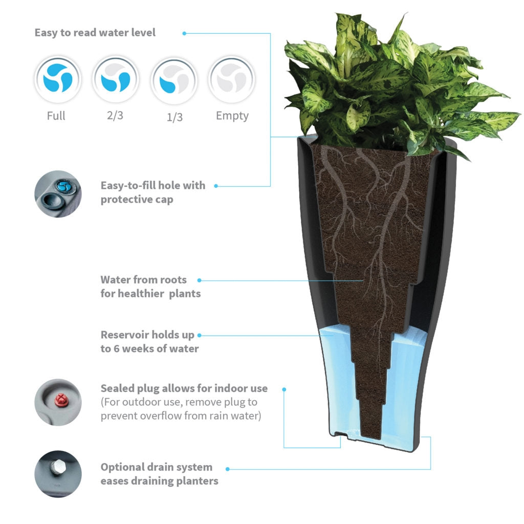 Tall Cup Self-Watering Planter 19 inch Diameter