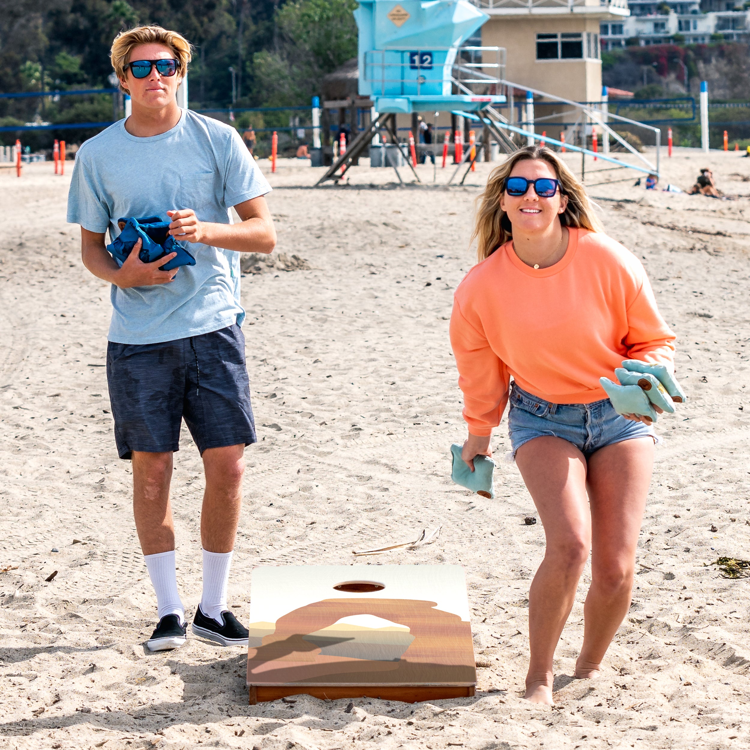 Elakai Arches 2'x4' Cornhole board game on the beach